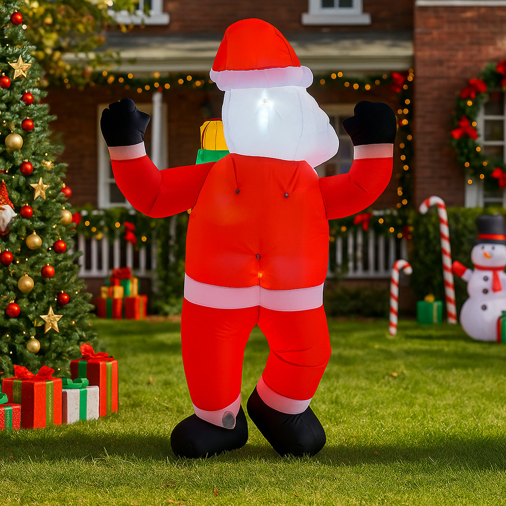 Outdoor Christmas Decorations Santa Claus Inflatable Holding Gift Bag Yard Holiday Party Toy Orname 4
