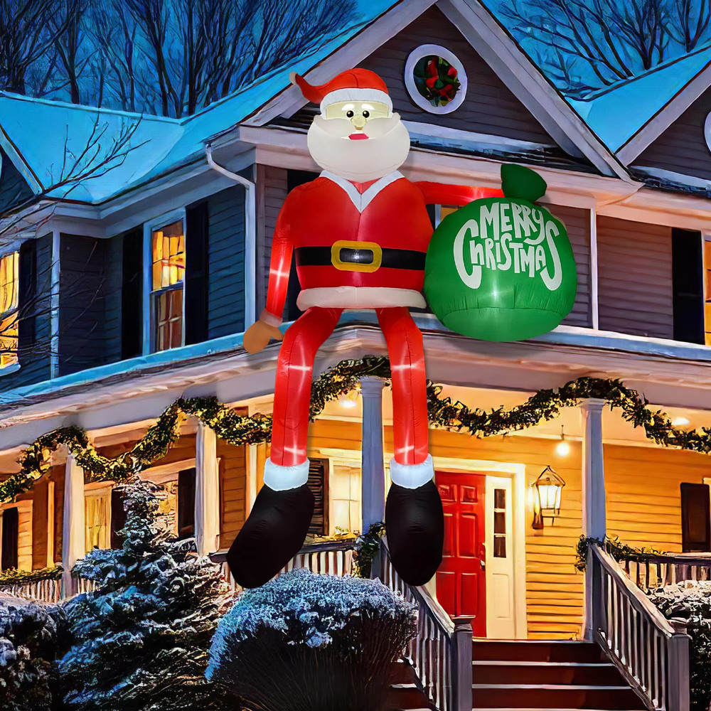 Glowing Climbing Santa Claus Christmas Inflatable LED Outdoor Home Cafe Decoration Party Yard Xmas  0