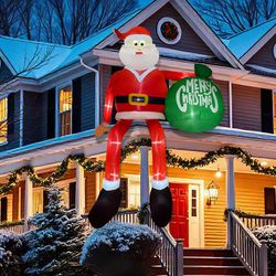 glowing climbing santa claus christmas inflatable, led outdoor home cafe decoration, party yard xmas decor