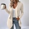 Autumn Winter Womens Knitted Sweater Jacket, Loose Long Sleeve Cardigan Top, Solid Color Casual Fashion Outerwear
