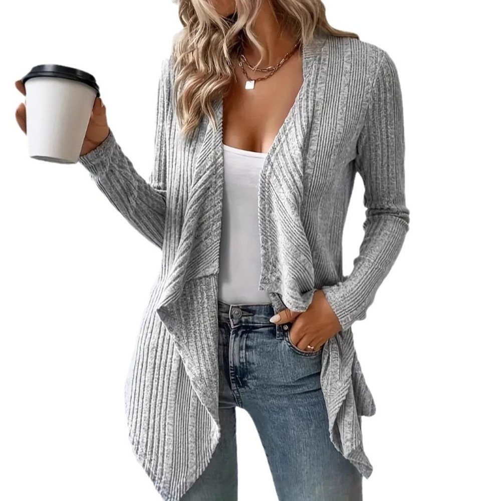 Autumn Winter Womens Knitted Sweater Jacket, Loose Long Sleeve Cardigan Top, Solid Color Casual Fashion Outerwear