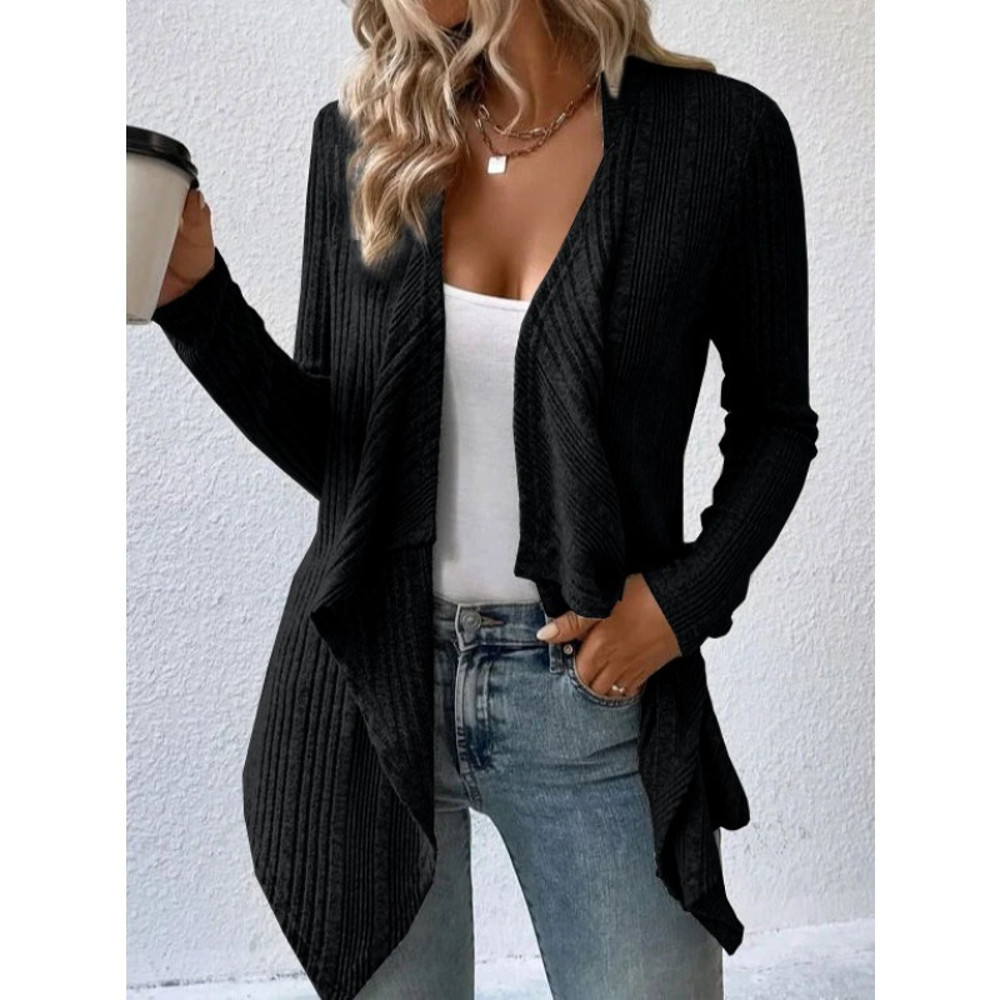 Autumn Winter Womens Knitted Sweater Jacket, Loose Long Sleeve Cardigan Top, Solid Color Casual Fashion Outerwear