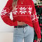 Christmas Woman Sweater, Autumn Winter Casual Contrast Color Knitted Top, Snowflake Pattern Long Sleeved Pullover