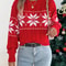 Christmas Woman Sweater, Autumn Winter Casual Contrast Color Knitted Top, Snowflake Pattern Long Sleeved Pullover
