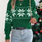 Christmas Woman Sweater, Autumn Winter Casual Contrast Color Knitted Top, Snowflake Pattern Long Sleeved Pullover