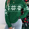 Christmas Woman Sweater, Autumn Winter Casual Contrast Color Knitted Top, Snowflake Pattern Long Sleeved Pullover
