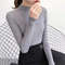 Autumn Winter Mock Neck, Vintage Solid Knitted Tops, Casual Slim Pullover for Women