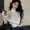 Winter Women Classic Long Sleeve Turtleneck Tops, Comfortable Thermal Pullover, Female Retro Versatile Elastic