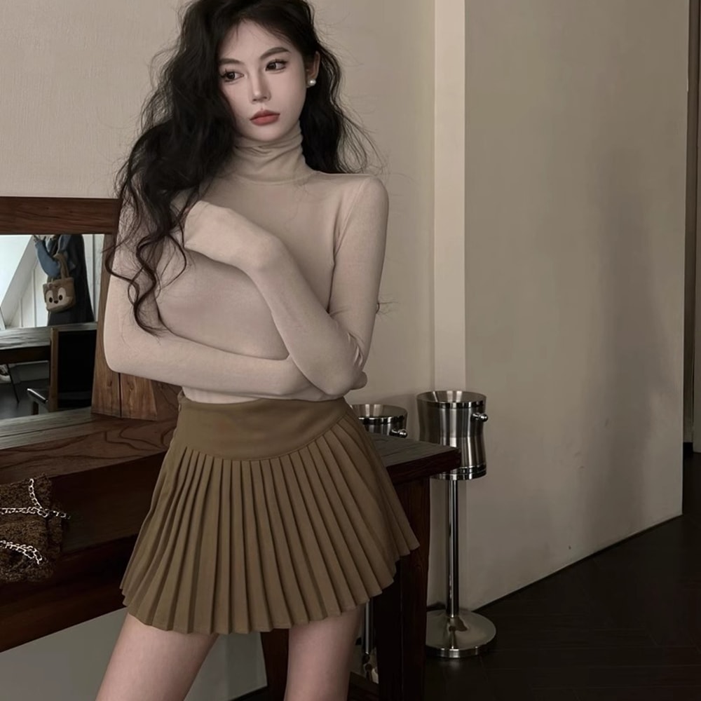 Winter Women Classic Long Sleeve Turtleneck Tops, Comfortable Thermal Pullover, Female Retro Versatile Elastic