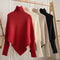 Autumn Winter Knit Sweater Vintage Irregular Loose Pullover Chic High Neck Women Fashion Tops 0