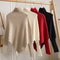Autumn Winter Knit Sweater Vintage Irregular Loose Pullover Chic High Neck Women Fashion Tops 1