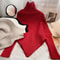 Autumn Winter Knit Sweater Vintage Irregular Loose Pullover Chic High Neck Women Fashion Tops 2