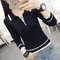 Autumn Spring Style Women Knitted Pullover Tops Casual Zipper VNeck Sweater Soft Lady Knitwear 1