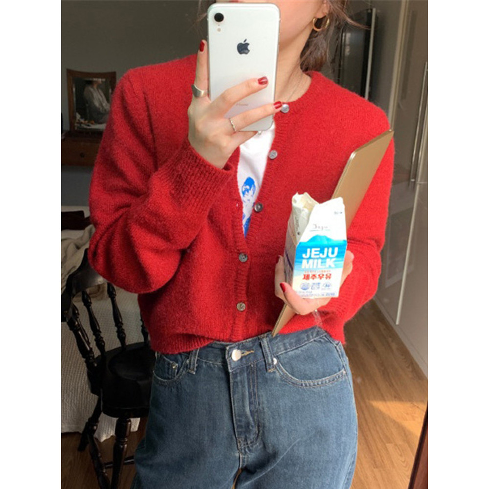 New Fashion Solid Color Knitted Cardigan Sweater, Autumn Winter Long Sleeve Buttons Sweater Coat, Elegant Casual Loose