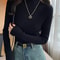 Women Long Sleeve Turtleneck Sweater, Chic Autumn Winter Knit Pullover, Solid Color Slim Casual Warm Jumper Top