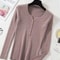Soft Warm Tops for Women, Autumn Winter Button V Neck Sweater, Basic Slim Pullover, Knit Jumper for Cozy Style
