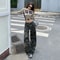Autumn Winter Low Rise Jeans, Ladies Baggy Drawstring Mop Camouflage Pants Women American High Street