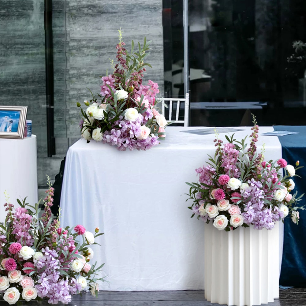 Floral Ball Customize Delphinium Rose Green Plant Leaf Wedding Decor Table Centerpiece Road Guide F 2