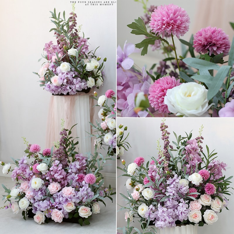 Floral Ball Customize Delphinium Rose Green Plant Leaf Wedding Decor Table Centerpiece Road Guide F 3