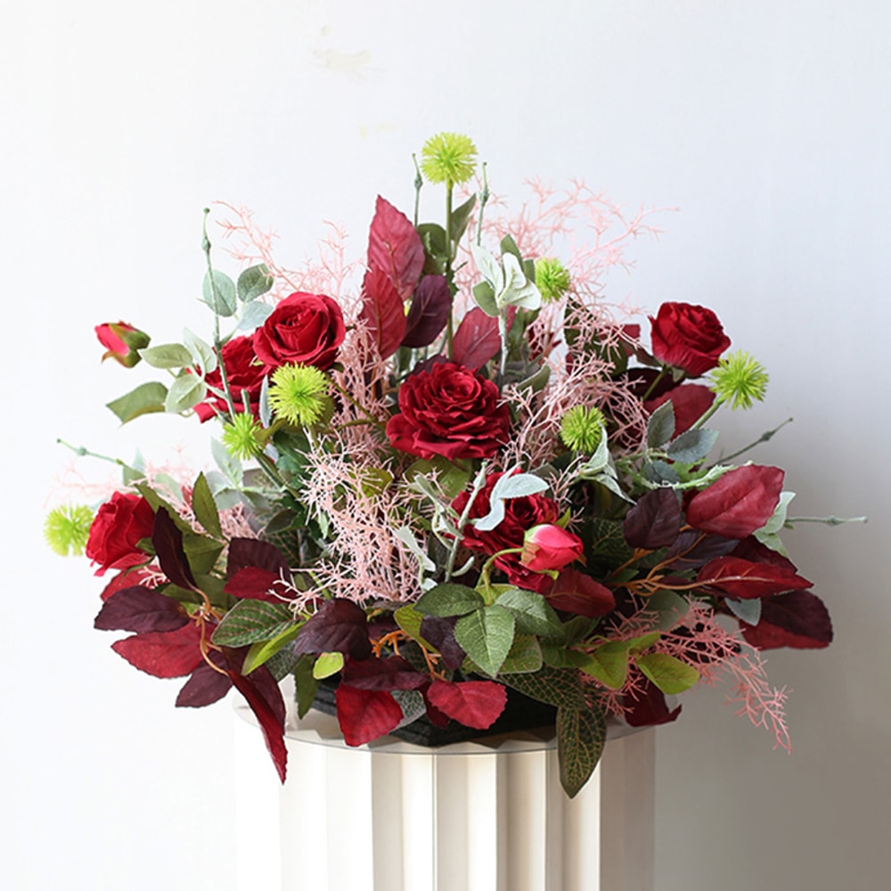 Floral Ball Customize Delphinium Rose Green Plant Leaf Wedding Decor Table Centerpiece Road Guide F 6