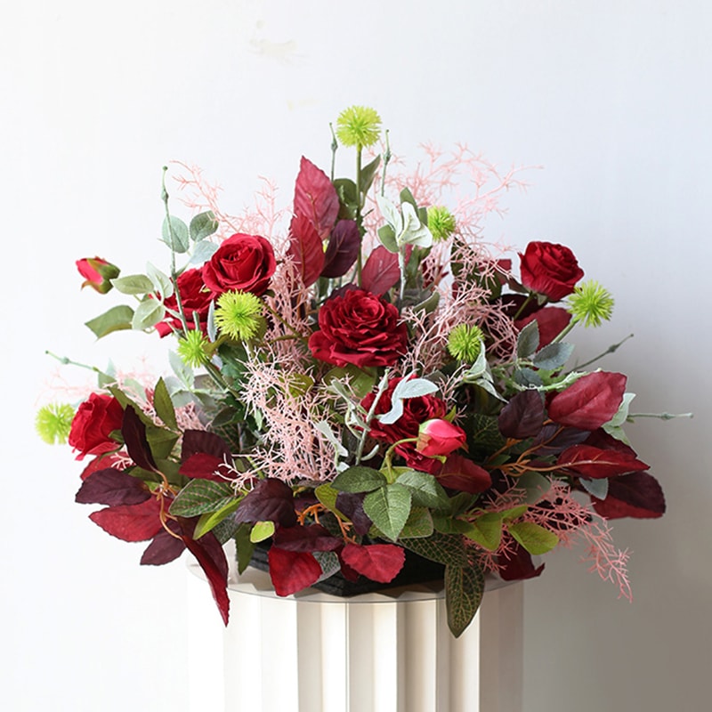 Floral Ball Customize Delphinium Rose Green Plant Leaf Wedding Decor Table Centerpiece Road Guide F 6