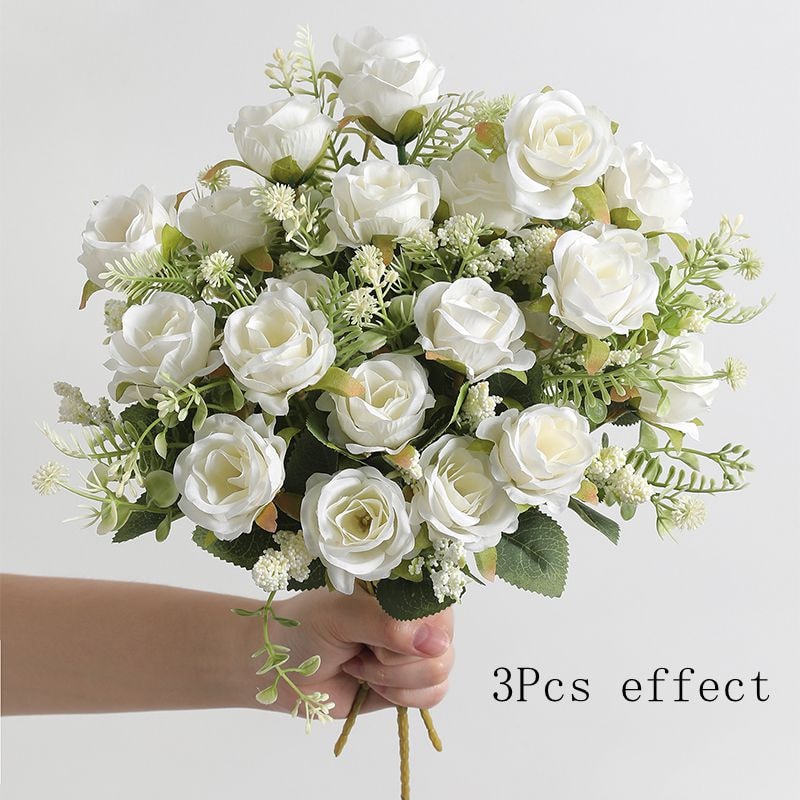 Rose Artificial Flowers Bouquet With Heads Small Bud Fake Flowers For Wedding Home Room Decor And F 5