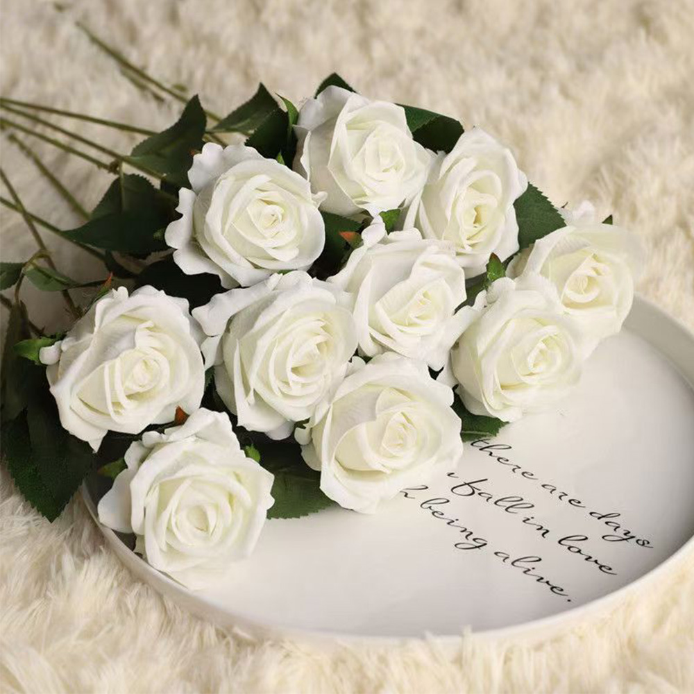 Realistic Artificial Roses Red Rose Flower Branch Fake Roses For Wedding Decor 2