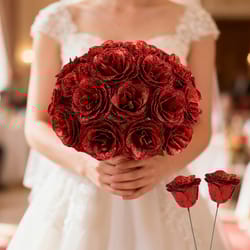 artificial glitter red rose flowers bouquet for wedding baby shower valentine's day home party decor diy garden