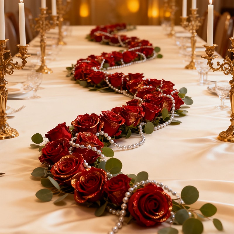 Artificial Glitter Red Rose Flowers Bouquet For Wedding Baby Shower Valentines Day Home Party Decor 2