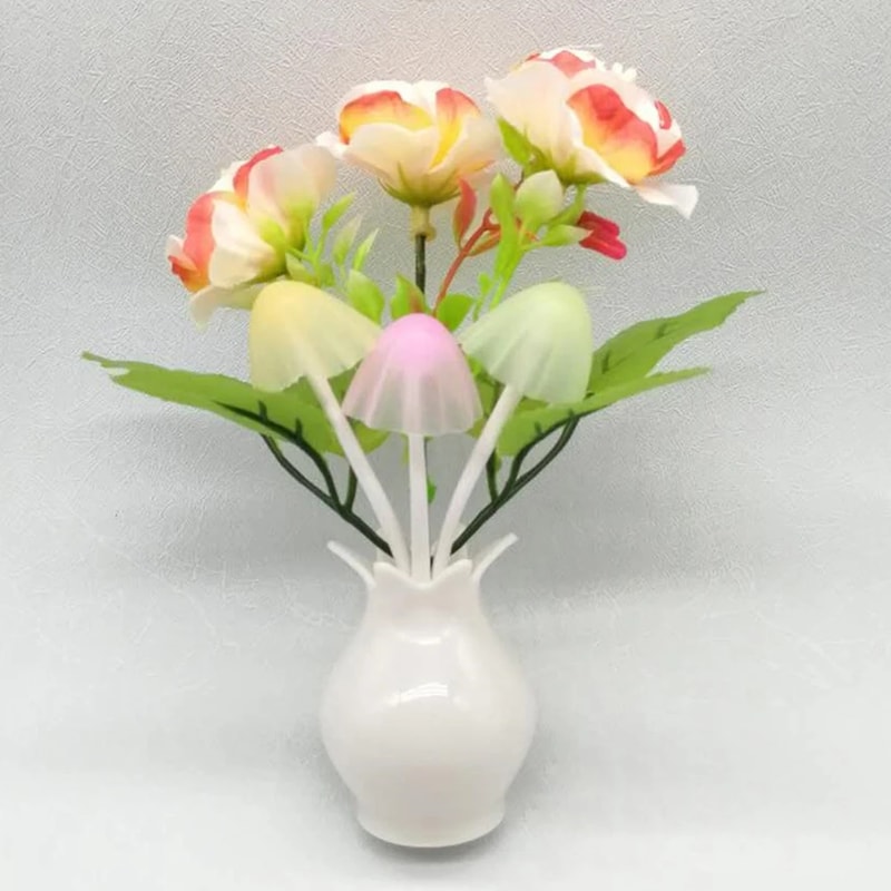 Energy Saving LED Night Light With Auto Sensor Rose Flower Mushroom Plug In Lamp For Bedroom Bathro 7