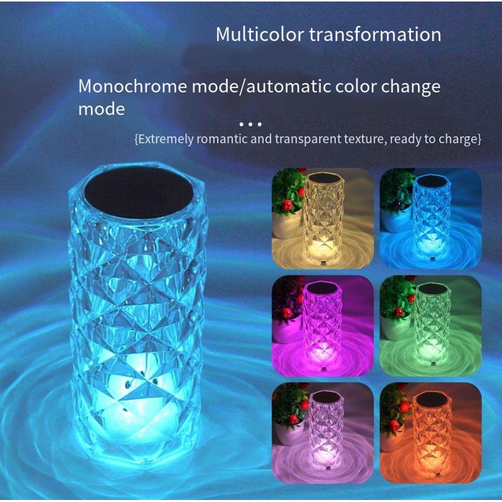 Creative Rose Crystal Lamp Romantic Touch Nightlight for Bedroom and Bedside