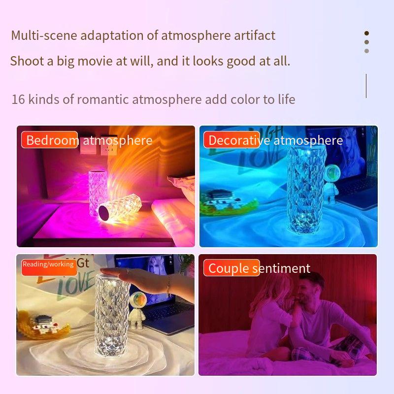 Creative Rose Crystal Lamp Romantic Touch Nightlight for Bedroom and Bedside