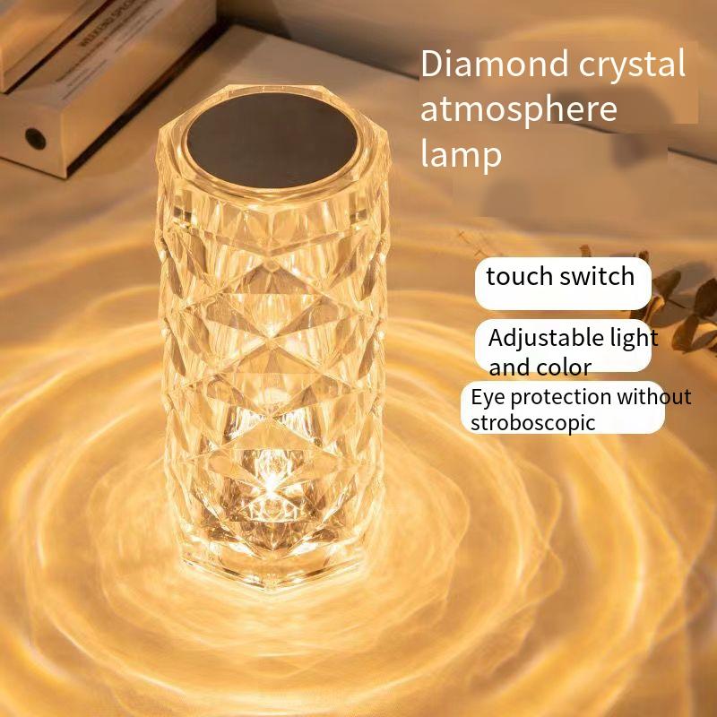 Creative Rose Crystal Lamp Romantic Touch Nightlight for Bedroom and Bedside
