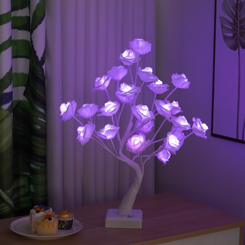Rose Flower Tree Lights Willow Table Lamp Decor for Home Wedding Party Bonsai Tree Christmas Night Light Gift