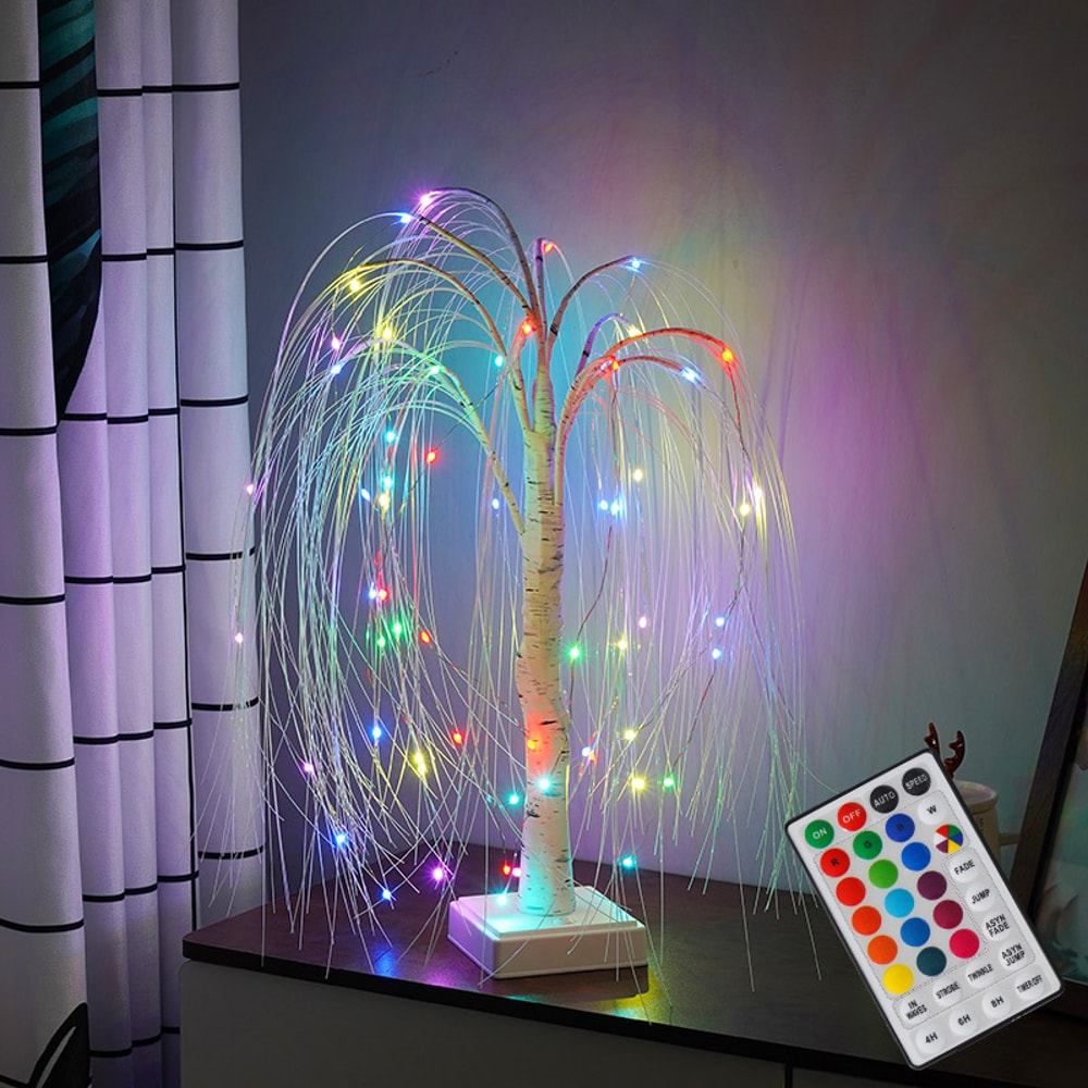 Rose Flower Tree Lights Willow Table Lamp Decor for Home Wedding Party Bonsai Tree Christmas Night Light Gift