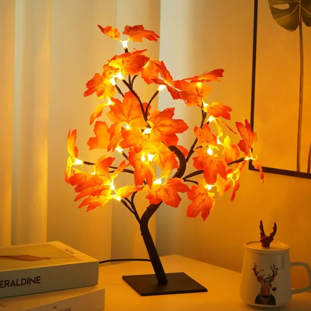LED Rose Blossom Tree Night Light Tabletop Bonsai Tree Lamp USB Artificial Flower Christmas Home De 5