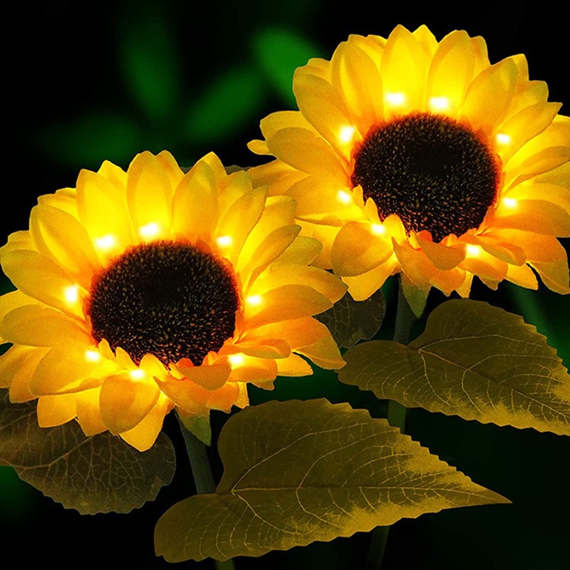 LED Solar Rose Flower Lights Outdoor Garden Decoration Waterproof Lawn Lamp Landscape Sunflowers Light