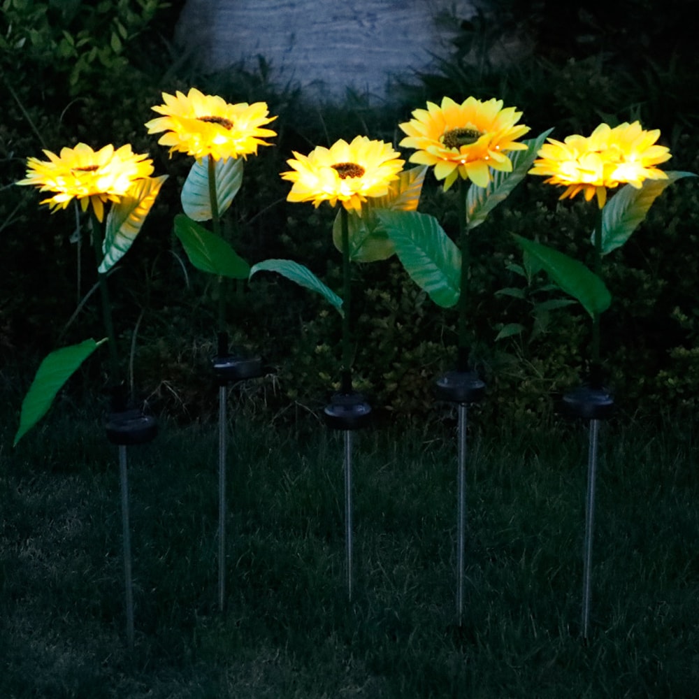 LED Solar Rose Flower Lights Outdoor Garden Decoration Waterproof Lawn Lamp Landscape Sunflowers Light