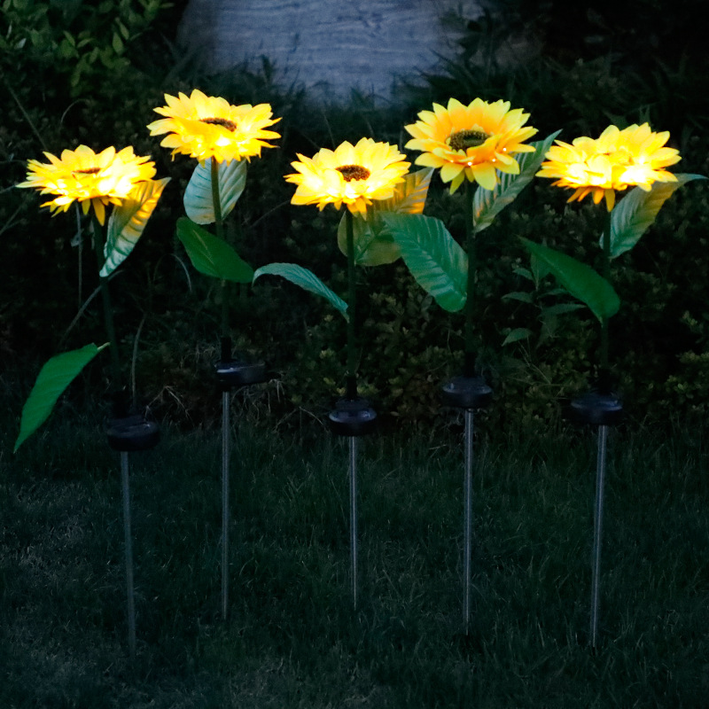 LED Solar Rose Flower Lights Outdoor Garden Decoration Waterproof Lawn Lamp Landscape Sunflowers Light