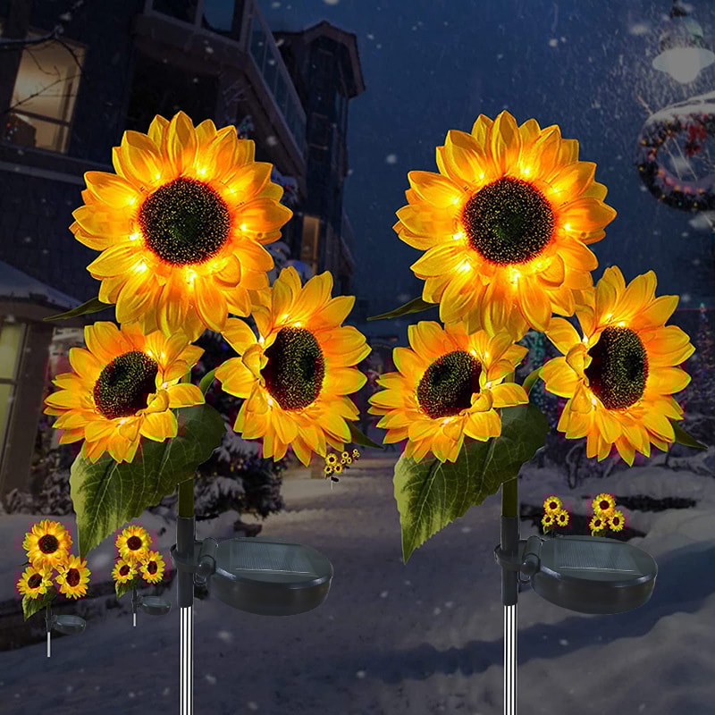 LED Solar Rose Flower Lights Outdoor Garden Decoration Waterproof Lawn Lamp Landscape Sunflowers Light