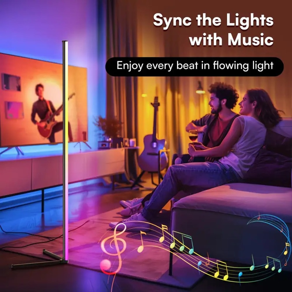 LED Corner Lamp Works Smart RGB LED Floor Lamp With Music Sync And DIY Colors 3
