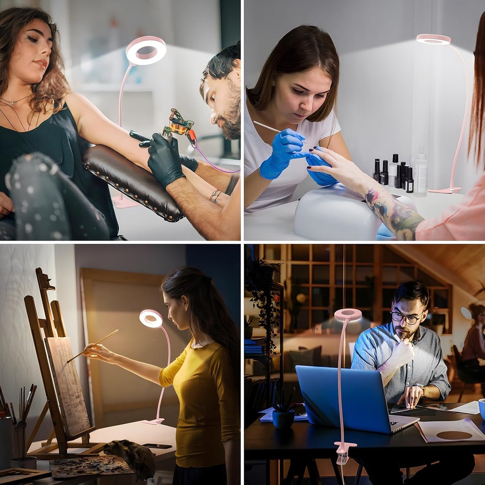 Portable LED Desk Lamp With USB Reading Light White Pink Black Flexible Easy Clip Night Lamp 1