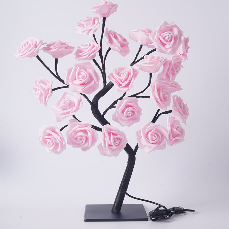 USB Plug Big LED Rose Tree Table Lamp Fairy Flower Night Light For Christmas Wedding Bedroom Home D 4
