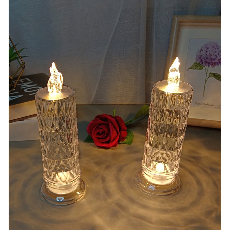 Romantic LED Crystal Table Lamp Rose Projection Light For Bedroom Party Christmas Decor Diamond Atm 0