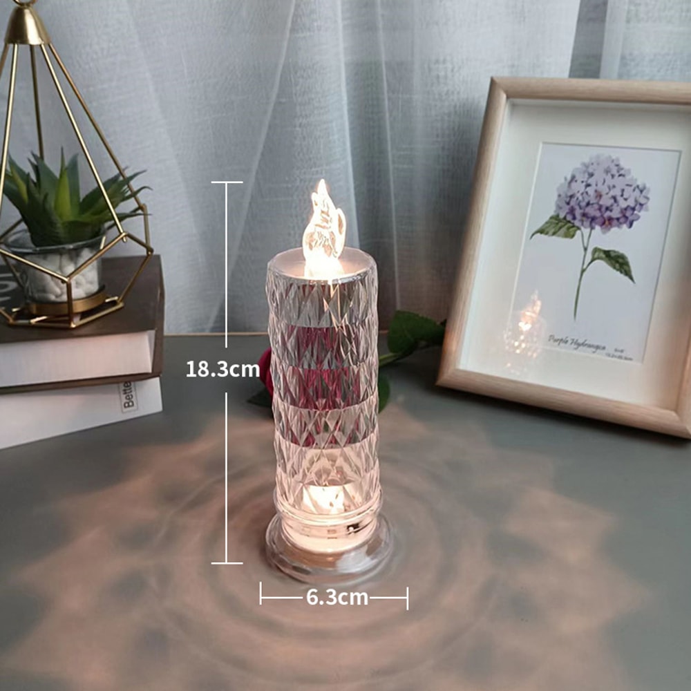 Romantic LED Crystal Table Lamp Rose Projection Light For Bedroom Party Christmas Decor Diamond Atm 3