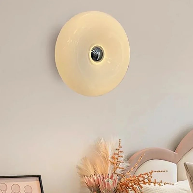 Donut Glass Wall Lamp LED Ambient Light with USB Plug Touch Switch Tricolor Lighting for Living Room Bedside