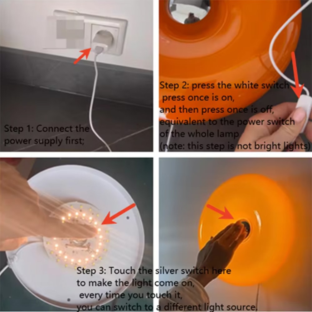 Donut Glass Wall Lamp LED Ambient Light with USB Plug Touch Switch Tricolor Lighting for Living Room Bedside