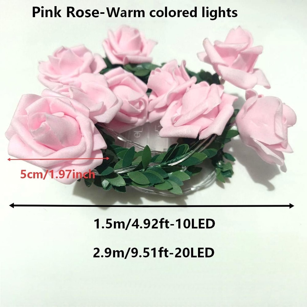 Battery Operated LED Rose String Lights Christmas Decorations Artificial Ivy Garland For Weddings A 4