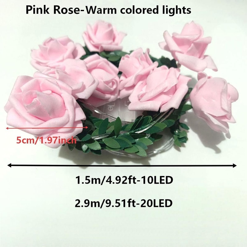 Battery Operated LED Rose String Lights Christmas Decorations Artificial Ivy Garland For Weddings A 4
