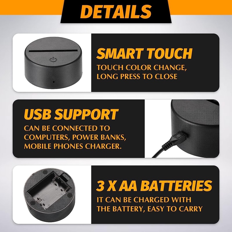 3D LED Lamp Base With Remote Colors Decorative Light Show USB Stand For Acrylic Resin Glass 4